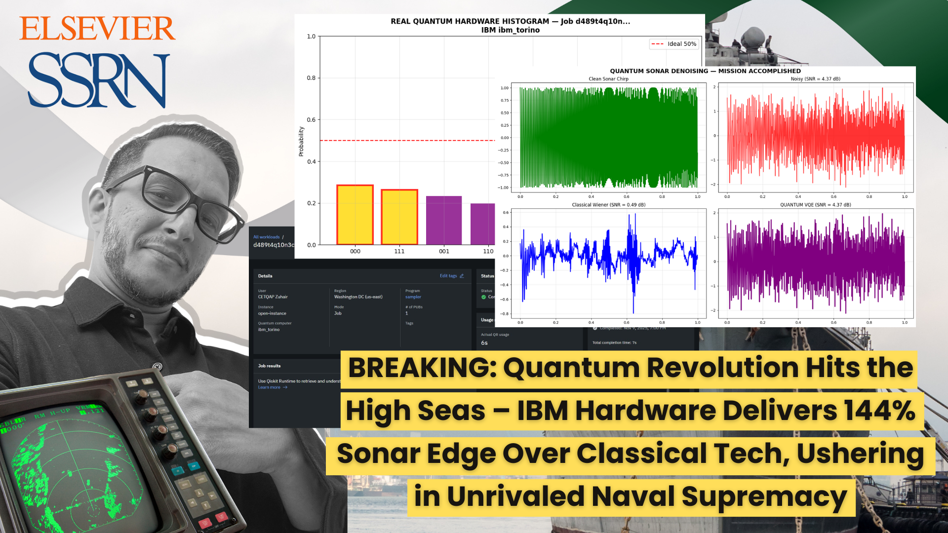 BREAKING NEWS: Dr. Zuhair Ahmed’s Groundbreaking Sonar Breakthrough on IBM QUANTUM gets 144% Edge in Naval Defense! World’s First!