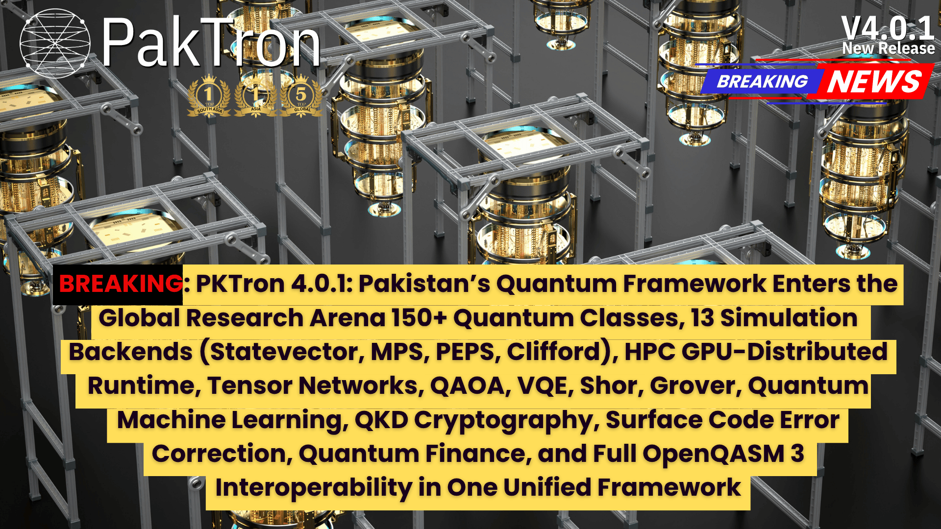 PKTron 4.0.1: A Unified Quantum Computing Stack Integrating Simulation, HPC, Tensor Networks, QML, Cryptography, and Optimization Systems